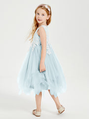 Robes de Demoiselle d'Honneur Junior en Tulle à Longueur de Mollet Brume