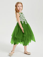Robes de Demoiselle d'Honneur Junior en Tulle à Longueur de Mollet Mousse