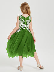 Robes de Demoiselle d'Honneur Junior en Tulle à Longueur de Mollet Mousse