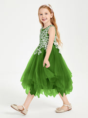 Robes de Demoiselle d'Honneur Junior en Tulle à Longueur de Mollet Mousse