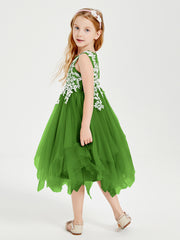 Robes de Demoiselle d'Honneur Junior en Tulle à Longueur de Mollet Mousse