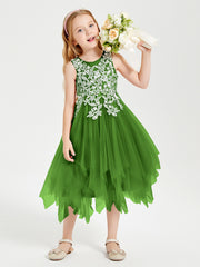 Robes de Demoiselle d'Honneur Junior en Tulle à Longueur de Mollet Mousse