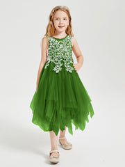 Robes de Demoiselle d'Honneur Junior en Tulle à Longueur de Mollet Mousse