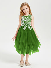 Robes de Demoiselle d'Honneur Junior en Tulle à Longueur de Mollet Mousse