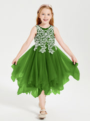 Robes de Demoiselle d'Honneur Junior en Tulle à Longueur de Mollet Mousse