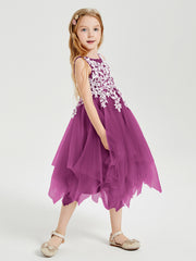 Robes de Demoiselle d'Honneur Junior en Tulle à Longueur de Mollet Orchidee