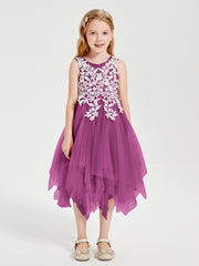 Robes de Demoiselle d'Honneur Junior en Tulle à Longueur de Mollet Orchidee