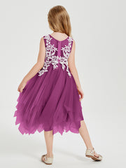 Robes de Demoiselle d'Honneur Junior en Tulle à Longueur de Mollet Orchidee