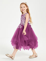 Robes de Demoiselle d'Honneur Junior en Tulle à Longueur de Mollet Orchidee