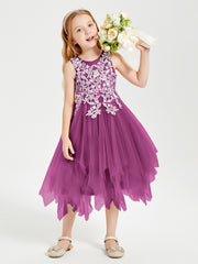 Robes de Demoiselle d'Honneur Junior en Tulle à Longueur de Mollet Orchidee