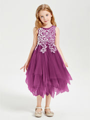 Robes de Demoiselle d'Honneur Junior en Tulle à Longueur de Mollet Orchidee