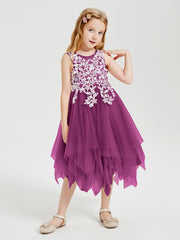Robes de Demoiselle d'Honneur Junior en Tulle à Longueur de Mollet Orchidee