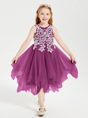 Robes de Demoiselle d'Honneur Junior en Tulle à Longueur de Mollet Orchidee