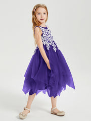 Robes de Demoiselle d'Honneur Junior en Tulle à Longueur de Mollet Régence