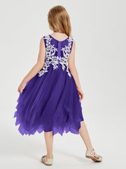 Robes de Demoiselle d'Honneur Junior en Tulle à Longueur de Mollet Régence