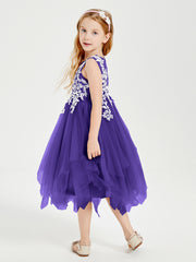 Robes de Demoiselle d'Honneur Junior en Tulle à Longueur de Mollet Régence