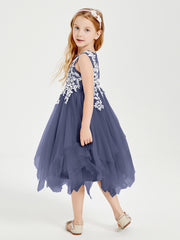 Robes de Demoiselle d'Honneur Junior en Tulle à Longueur de Mollet Orageux