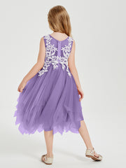 Robes de Demoiselle d'Honneur Junior en Tulle à Longueur de Mollet Tahiti