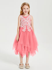 Robes de Demoiselle d'Honneur Junior en Tulle à Longueur de Mollet Pastèque