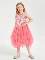 Robes de Demoiselle d'Honneur Junior en Tulle à Longueur de Mollet Pastèque