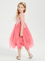 Robes de Demoiselle d'Honneur Junior en Tulle à Longueur de Mollet Pastèque