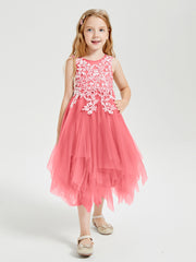 Robes de Demoiselle d'Honneur Junior en Tulle à Longueur de Mollet Pastèque