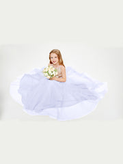 Robe Longue de Demoiselle d'Honneur Junior avec Haut en Paillettes et Jupe en Tulle Lavande