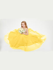 Robe Longue de Demoiselle d'Honneur Junior avec Haut en Paillettes et Jupe en Tulle Souci