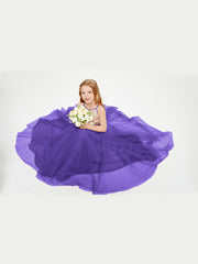 Robe Longue de Demoiselle d'Honneur Junior avec Haut en Paillettes et Jupe en Tulle Régence