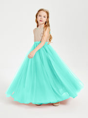 Robe Longue de Demoiselle d'Honneur Junior avec Haut en Paillettes et Jupe en Tulle Spa