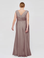 Col en V Mousseline Robe avec Mancheron Dusk Grande Taille