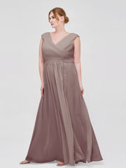 Col en V Mousseline Robe avec Mancheron Dusk Grande Taille