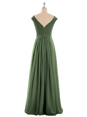 Col en V Mousseline Robe avec Mancheron Olive Verte Grande Taille