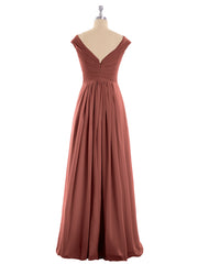 Col en V Mousseline Robe avec Mancheron terracotta Grande Taille