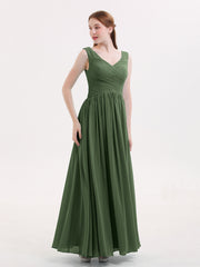 Col en V Maxi Mousseline Robees avec Dos Zippé Olive Verte
