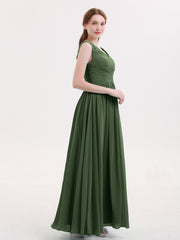 Col en V Maxi Mousseline Robees avec Dos Zippé Olive Verte