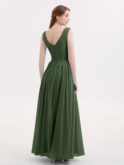 Col en V Maxi Mousseline Robees avec Dos Zippé Olive Verte