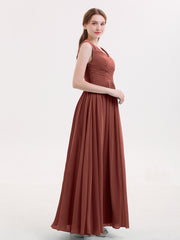 Col en V Maxi Mousseline Robees avec Dos Zippé terracotta Grande Taille
