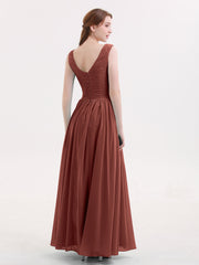 Col en V Maxi Mousseline Robees avec Dos Zippé terracotta Grande Taille