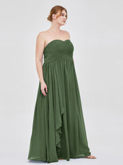Col en Cœur Empire Mousseline Robe Demoiselle d'honneur Olive Verte