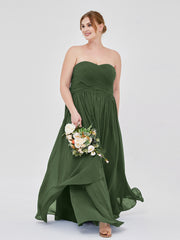 Col en Cœur Empire Mousseline Robe Demoiselle d'honneur Olive Verte