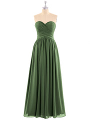 Mousseline Robe Demoiselle d'honneures Bustier à Plis Croisés Olive Verte