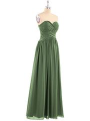 Mousseline Robe Demoiselle d'honneures Bustier à Plis Croisés Olive Verte
