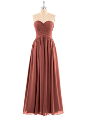 Mousseline Robe Demoiselle d'honneures Bustier à Plis Croisés terracotta