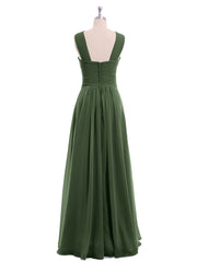 Bretelles Croisées Mousseline Robe avec Taille Empire Olive Verte