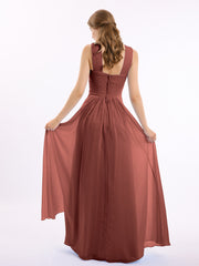 Bretelles Croisées Mousseline Robe avec Taille Empire terracotta