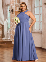 Bretelles Croisées Mousseline Robe avec Taille Empire Pervenche Grande Taille