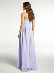 Robes Sans Bretelles Col en Cœur Mousseline Lilas