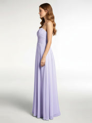 Robes Sans Bretelles Col en Cœur Mousseline Lilas