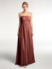Robes Sans Bretelles Col en Cœur Mousseline terracotta